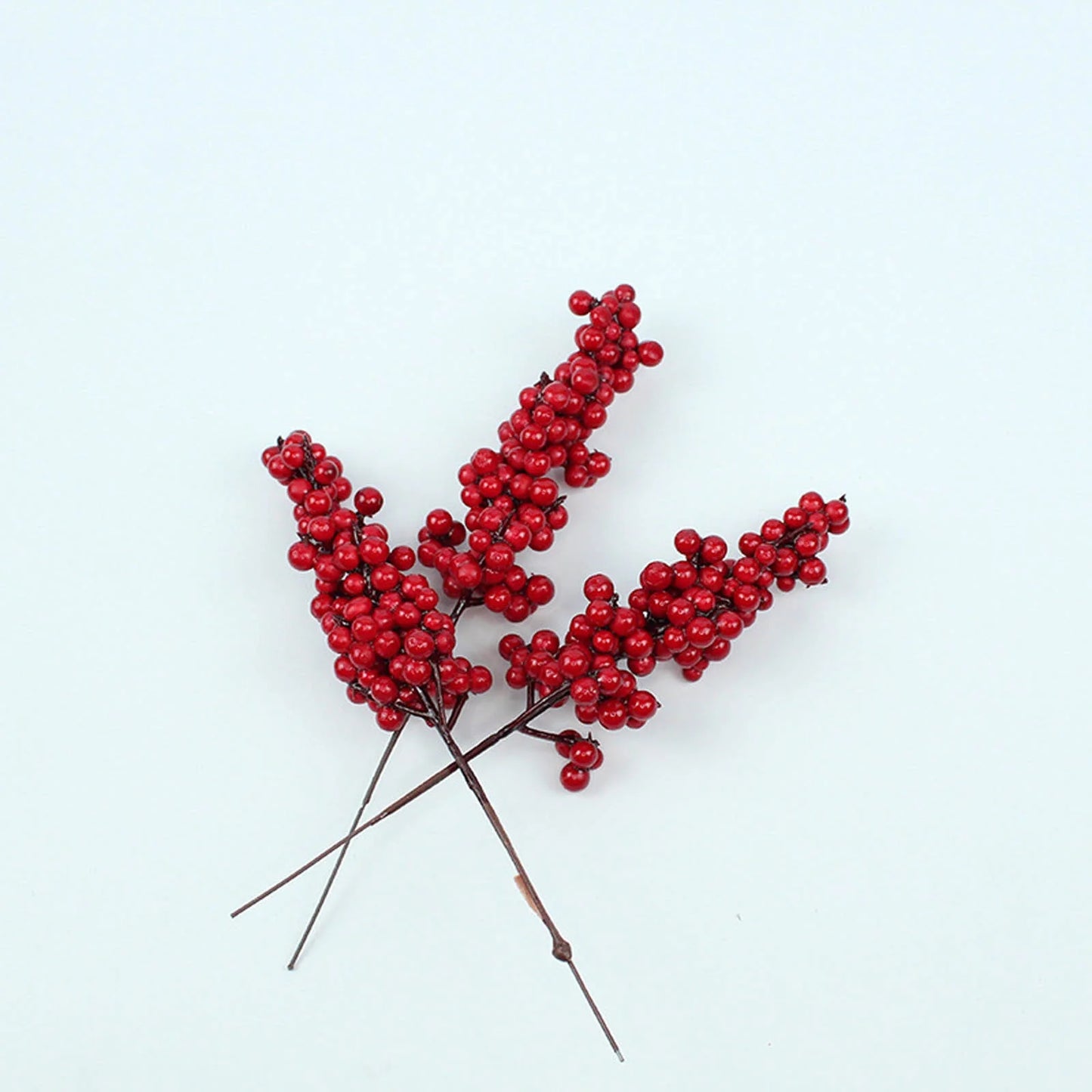 Home Decor Red Berry Pick Holly Branch Wreath Tree Hanging Decoration Fake Flowers in Vase