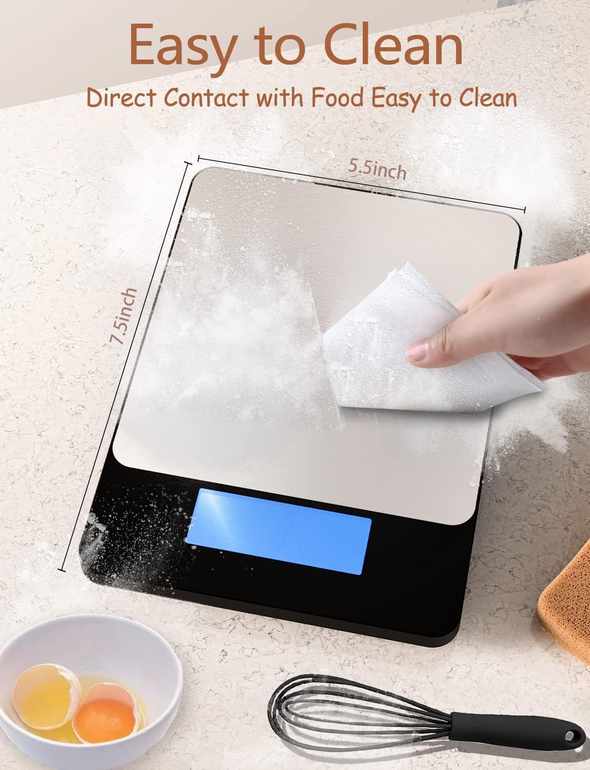 Food Scale -33Lb Digital Kitchen Scale for Food Ounces Grams Rechargeable 304