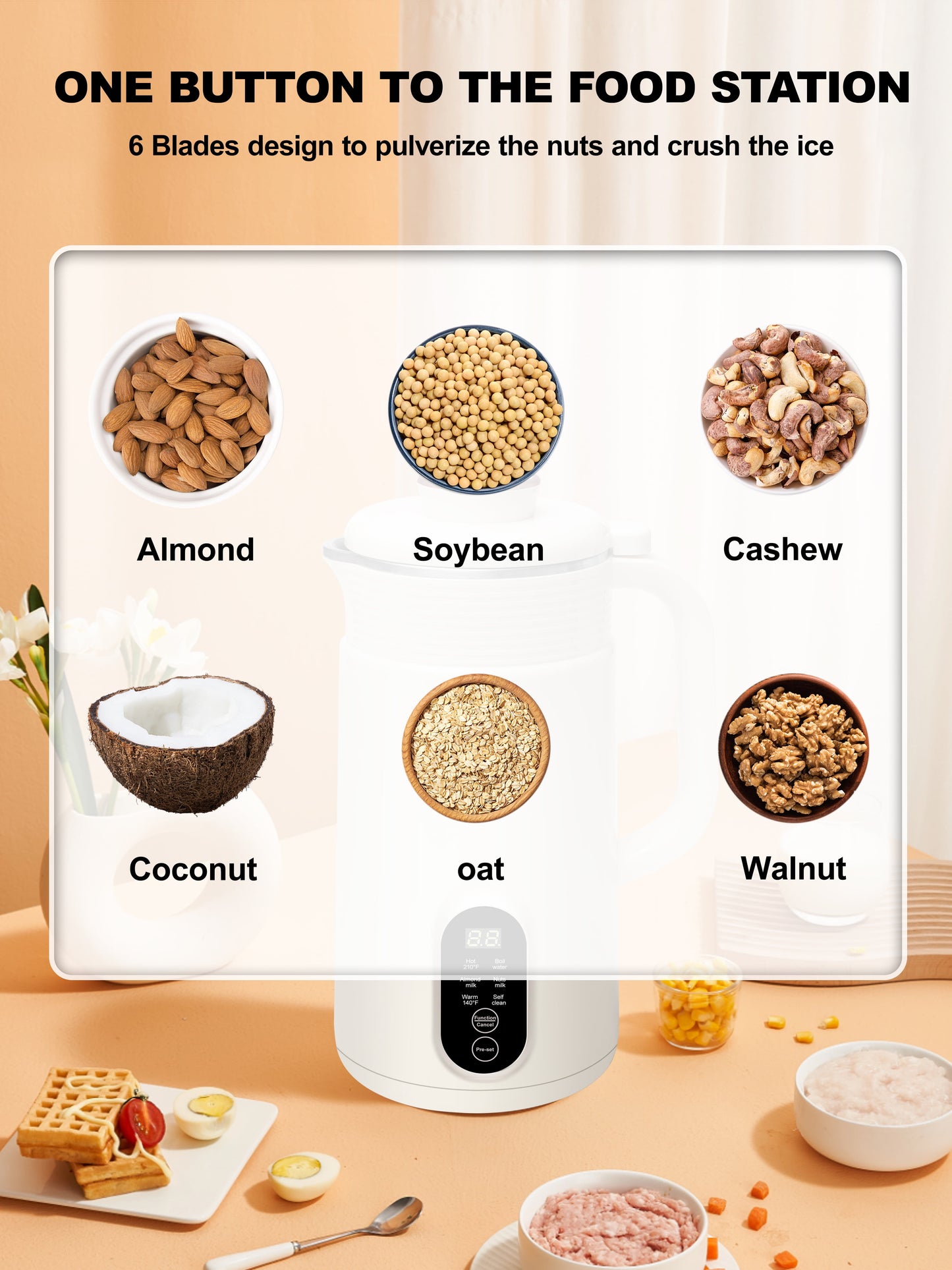 Automatic Vegan Nut Milk Maker Machine 24 Oz - Auto Clean & Temperature Control Soy Milk Maker, Homemade Non-Dairy Beverages - Oat/Coconut/Cashew/Almond Milk Machine with Recipe