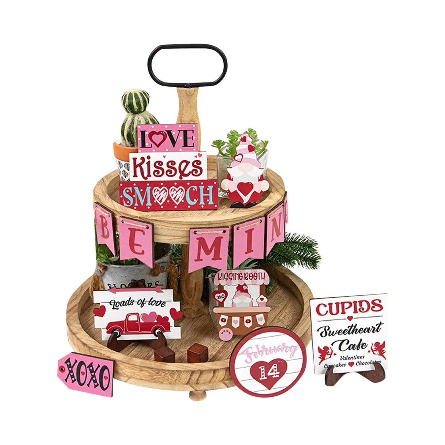 Valentine'S Day Tiered Tray Decor Valentine'S Day Layered Pallet Decoration Cute Valentine'S Day Decorative Enthusiasts Birds Love Layered Pallet Wedding Anniversary Party Supplies (Tray Not Include)
