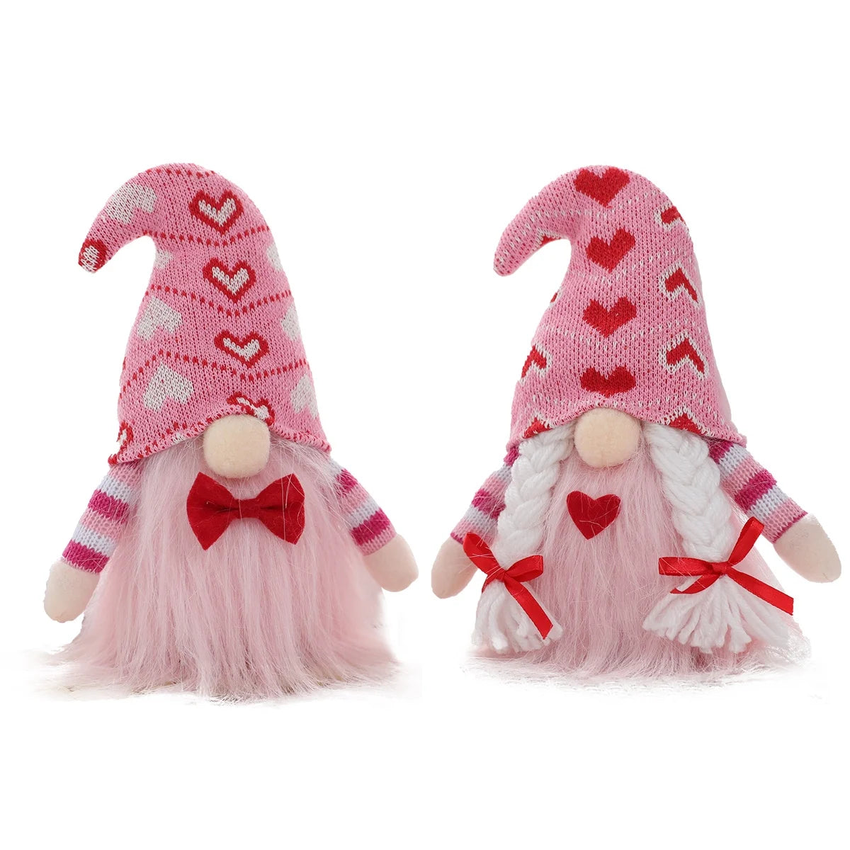 Valentines Day Gnome Plush Decorations, 2PCS Mr & Mrs Handmade Scandinavian Tomte Gnome, Valentine'S Day Decorations, Valentines Home Tabletop Elf Gnomes Decor Ornaments, Sweet Valentine'S Day Gift