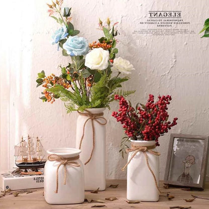 Home Decor Red Berry Pick Holly Branch Wreath Tree Hanging Decoration Fake Flowers in Vase